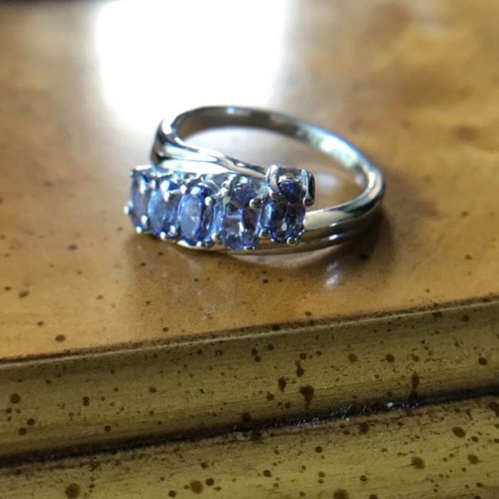 Natural Tanzanite Sterling Silver Ring Size 6 - Picture 2 of 5